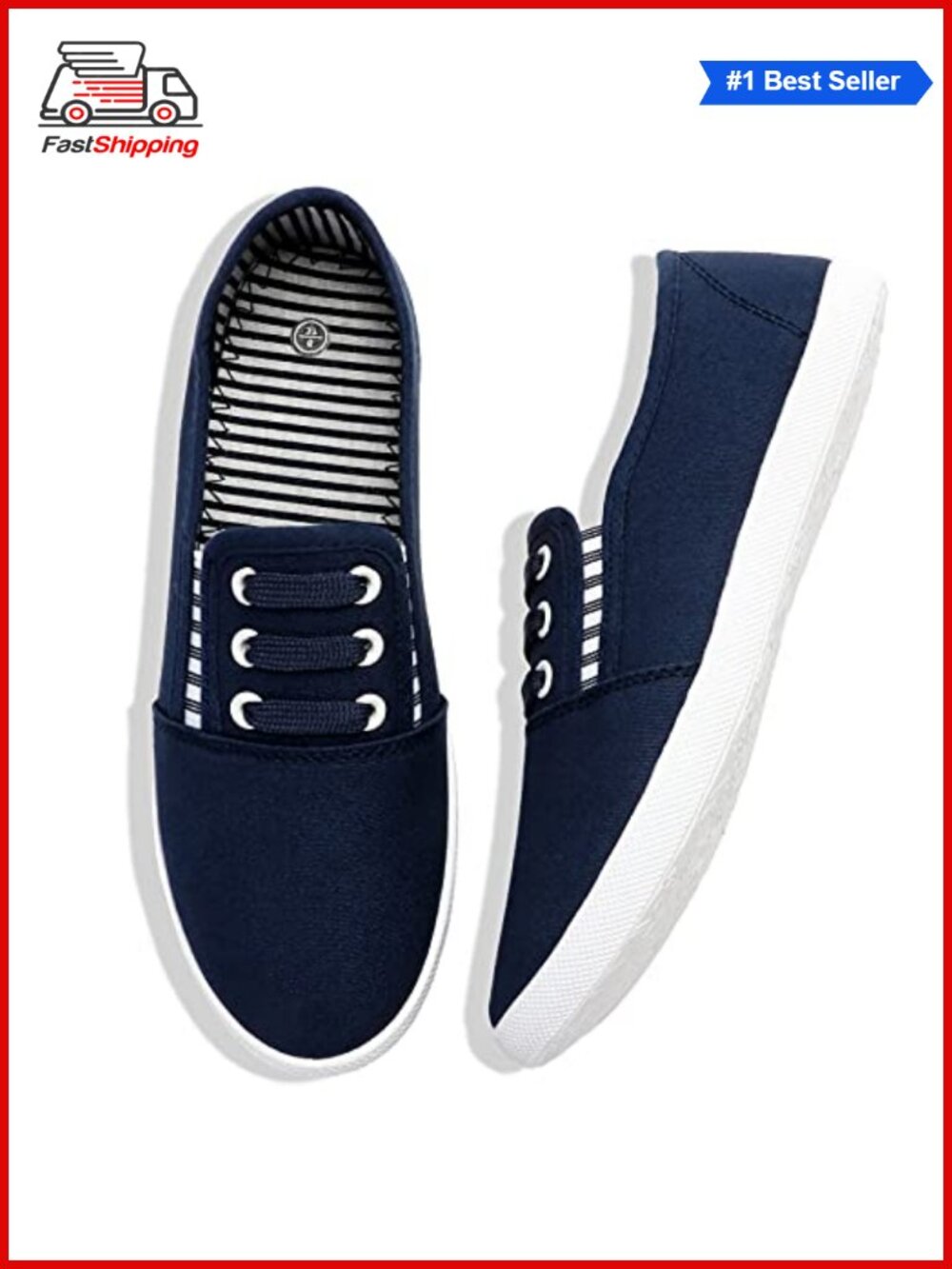 ✨ Womens Canvas Slip On Sneakers Casual Walking Non Slip Work Shoes